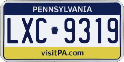 PA license plate LXC9319