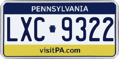 PA license plate LXC9322