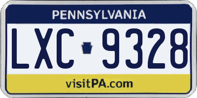 PA license plate LXC9328