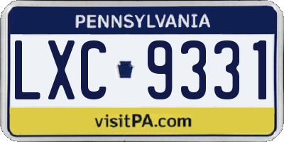 PA license plate LXC9331