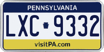 PA license plate LXC9332