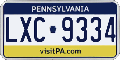 PA license plate LXC9334