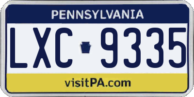 PA license plate LXC9335