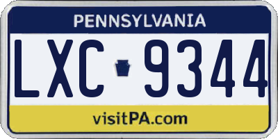 PA license plate LXC9344