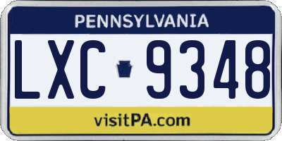 PA license plate LXC9348