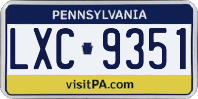 PA license plate LXC9351