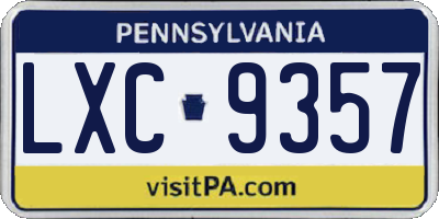PA license plate LXC9357
