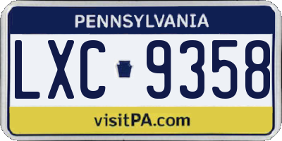 PA license plate LXC9358