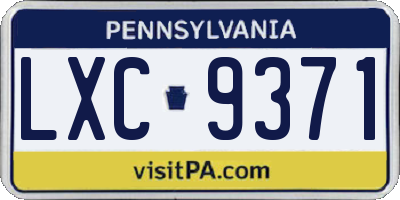 PA license plate LXC9371