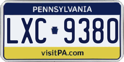PA license plate LXC9380