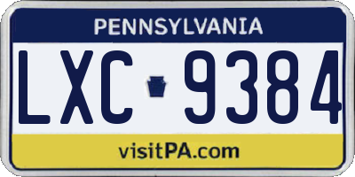PA license plate LXC9384