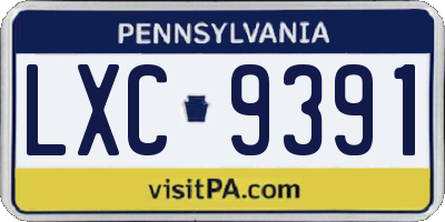PA license plate LXC9391