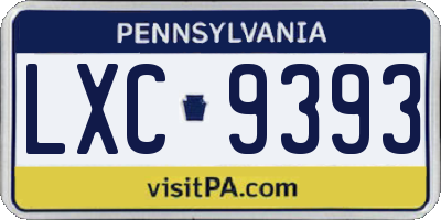 PA license plate LXC9393