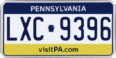 PA license plate LXC9396