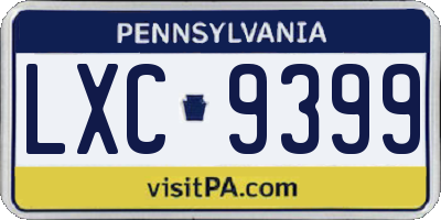 PA license plate LXC9399