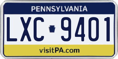 PA license plate LXC9401