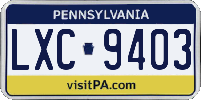 PA license plate LXC9403