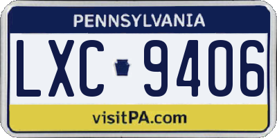 PA license plate LXC9406
