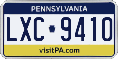 PA license plate LXC9410