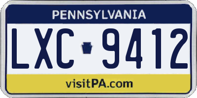 PA license plate LXC9412