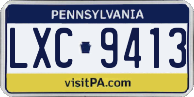 PA license plate LXC9413