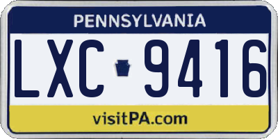 PA license plate LXC9416