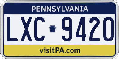 PA license plate LXC9420