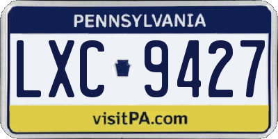 PA license plate LXC9427