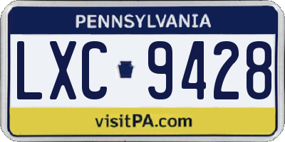 PA license plate LXC9428