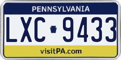 PA license plate LXC9433