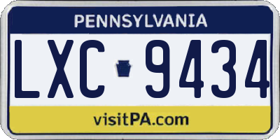 PA license plate LXC9434