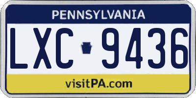 PA license plate LXC9436