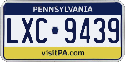PA license plate LXC9439