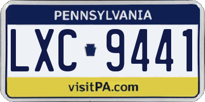 PA license plate LXC9441