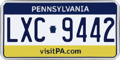 PA license plate LXC9442