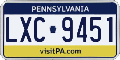 PA license plate LXC9451