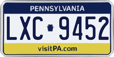 PA license plate LXC9452