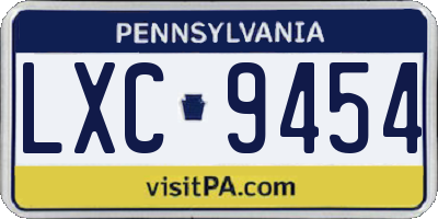 PA license plate LXC9454