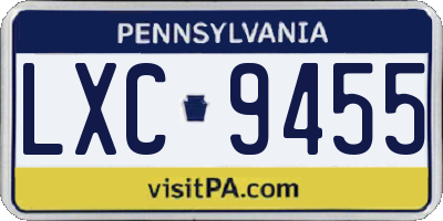 PA license plate LXC9455