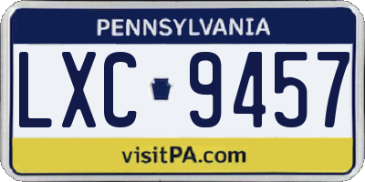 PA license plate LXC9457