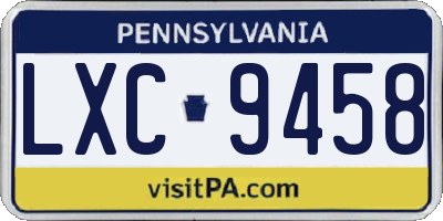 PA license plate LXC9458