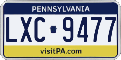 PA license plate LXC9477