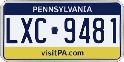 PA license plate LXC9481