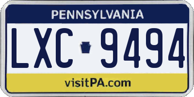 PA license plate LXC9494