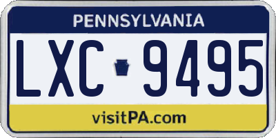 PA license plate LXC9495