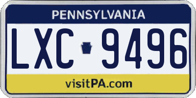 PA license plate LXC9496