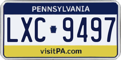PA license plate LXC9497
