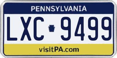 PA license plate LXC9499