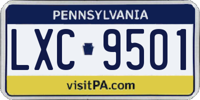 PA license plate LXC9501