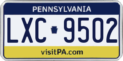 PA license plate LXC9502